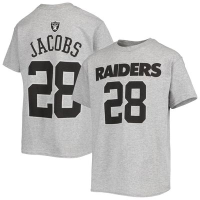 Outerstuff Youth Josh Jacobs Gray Las Vegas Raiders Mainliner Player Name & Number T-Shirt