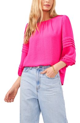 Vince Camuto Pleated Sleeve Gauze Blouse in Hot Pink