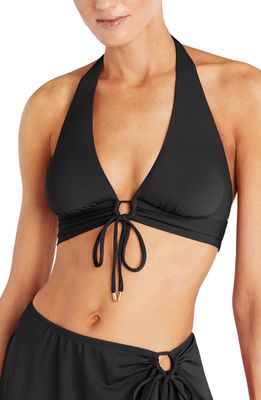 Robin Piccone Aubrey Halter Top in Black