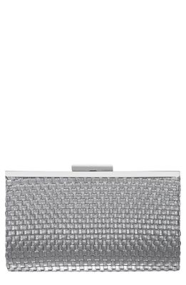 NINA Lena Woven Frame Clutch in Silver