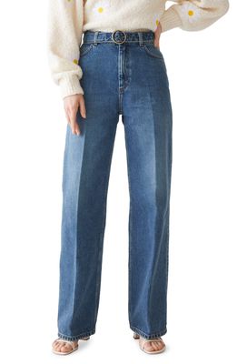 & Other Stories Belted Flare Leg Jeans in Blue Wash