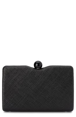 Olga Berg Cece Straw Woven Box Clutch in Black