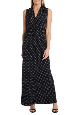 Vince Camuto Pin Dot Jersey Maxi Dress in Rich Black