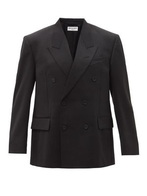 Balenciaga - Double-breasted Wool-twill Jacket - Womens - Black