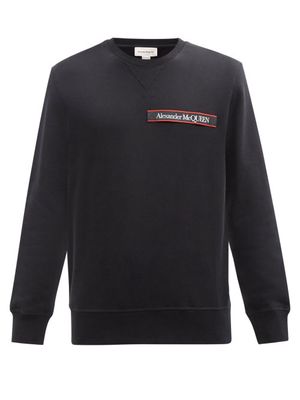 Alexander Mcqueen - Logo-tape Cotton-jersey Sweatshirt - Mens - Black