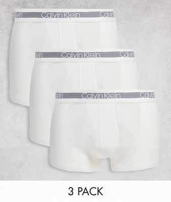 Calvin Klein 3 pack trunks with logo waistband in white