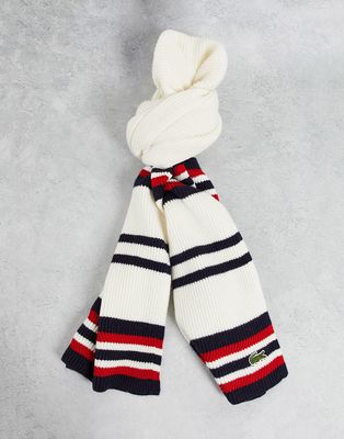 Lacoste stripe scarf-White