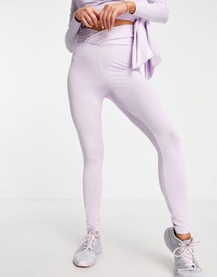 ASOS LUXE ACTIVE legging with wrap waist and bum lifting seams in lavender-Purple