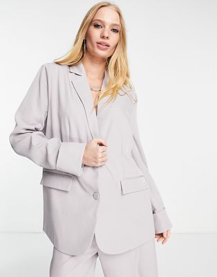 4th & Reckless oversized cuff detail blazer in lilac - part of a set-Purple