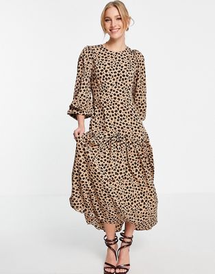 Never Fully Dressed Lucia Deliah animal print dress in brown