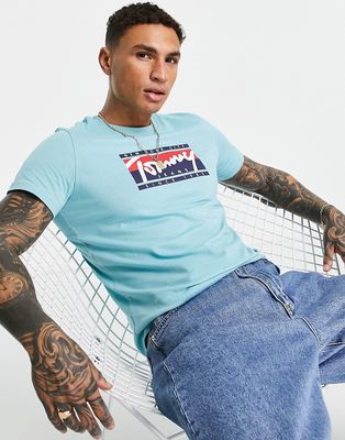 Tommy Jeans essential script logo T-shirt slim fit in light blue