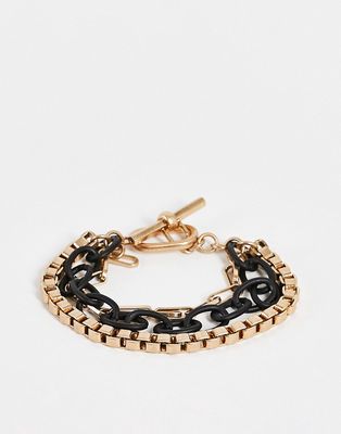AllSaints mixed chunky chain bracelet in gold and black