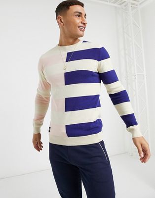 Native Youth mixed stripe sweater in pink and blue-Multi