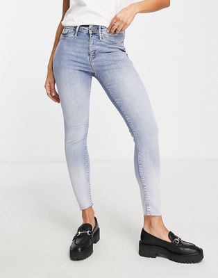 River Island Molly mid rise two-tone skinny jeans in light blue