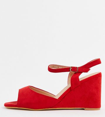 Simply Be Extra Wide Fit Peach heeled sandals in red