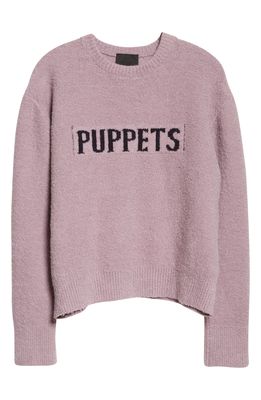 PUPPETS AND PUPPETS Logo Organic Cotton Blend Sweater in Lavender