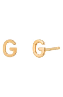 BYCHARI Initial Stud Earrings in 14K Yellow Gold-G