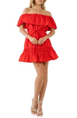English Factory Convertible Off-the-Shoulder Minidress in Red