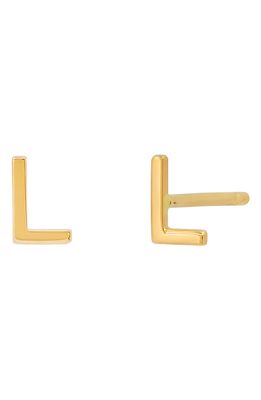 BYCHARI Initial Stud Earrings in 14K Yellow Gold-L