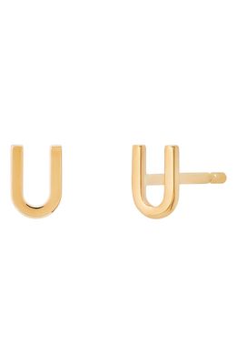 BYCHARI Initial Stud Earrings in 14K Yellow Gold-U