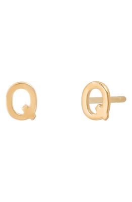 BYCHARI Initial Stud Earrings in 14K Yellow Gold-Q