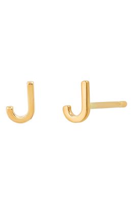 BYCHARI Initial Stud Earrings in 14K Yellow Gold-J