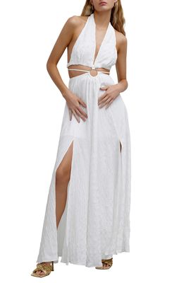 Significant Other Ava Cuout Halter Maxi Dress in Winter White