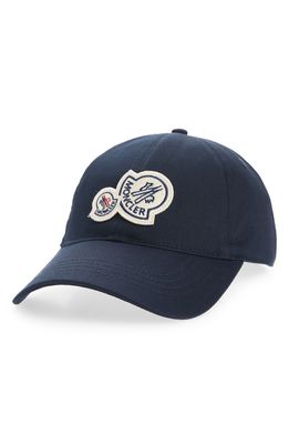 Moncler Logo Patch Baseball Cap in Navy