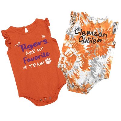 Girls Newborn & Infant Colosseum Orange Clemson Tigers Two Bits Two-Pack Bodysuit Set