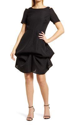 Shani Cold Shoulder Jacquard Dress in Black