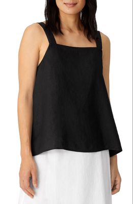 Eileen Fisher Square Neck Organic Linen Camisole in Black