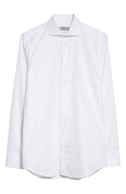 Canali Cotton Button-Up Sport Shirt in White