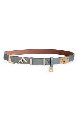 Fendi Multi Buckle Leather Belt in Khaki Gold