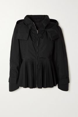 Givenchy - Pleated Shell Peplum Hooded Jacket - Black