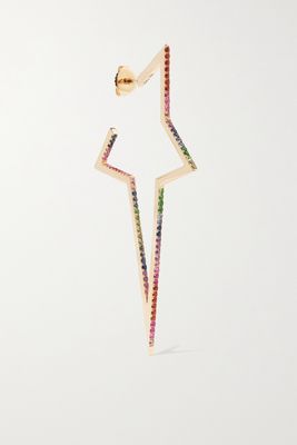 Diane Kordas - Rainbow Star Large 14-karat Rose Gold, Sapphire And Tsavorite Single Earring - one size