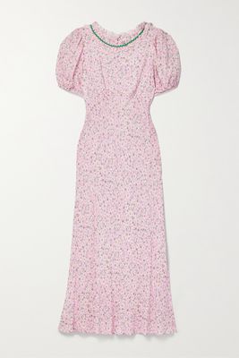RIXO - Deia Ric Rac-trimmed Ruffled Floral-print Voile Midi Dress - Pink