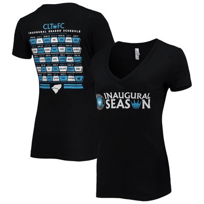 500 LEVEL Women's Black Charlotte FC Inaugural Season V-Neck T-Shirt