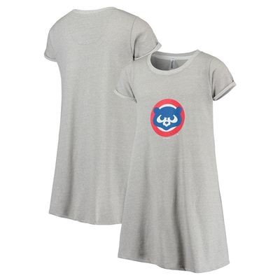 Girls Youth Soft as a Grape Heathered Gray Chicago Cubs Melange Dress in Heather Gray