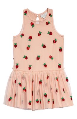 Stella McCartney Kids Kids' Strawberry Applique Tulle Dress in 507Ro Pink Red