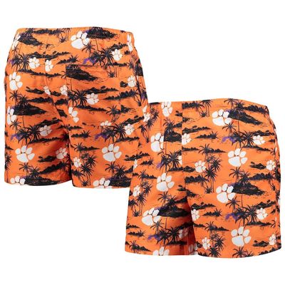 Men's FOCO Orange Clemson Tigers Island Palm Swim Trunks