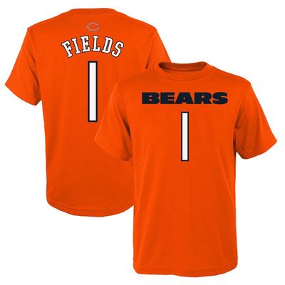 Outerstuff Youth Justin Fields Orange Chicago Bears Mainliner Name & Number T-Shirt