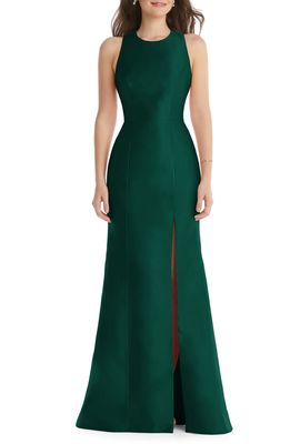 Alfred Sung Jewel Neck Open Back Gown in Hunter