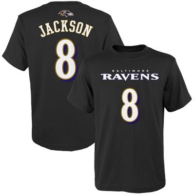 Outerstuff Youth Lamar Jackson Black Baltimore Ravens Mainliner Player Name & Number T-Shirt