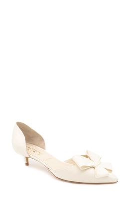 Something Bleu Cliff Bow d'Orsay Pump in White Swan Vintage Silk