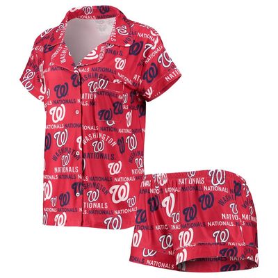 Women's Concepts Sport Red Washington Nationals Flagship Allover Print Top & Shorts Sleep Set