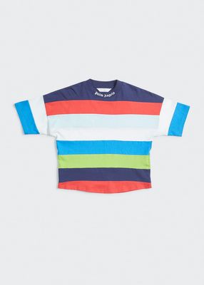 Boy's Logo Striped Jersey T-Shirt, Size 4-12