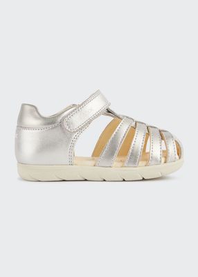 Girl's Alul Metallic Caged Flat Sandals, Babys
