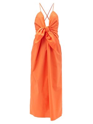 Mara Hoffman - Lolita Tie-front Organic Cotton-poplin Dress - Womens - Bright Red