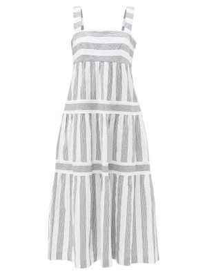 Three Graces London - Kitty Striped Cotton-blend Dress - Womens - Grey White