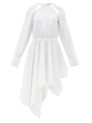 JW Anderson - Asymmetric Drawstring Cotton-poplin Shirt Dress - Womens - White